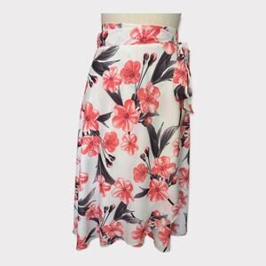 Tango - Wrap Skirt in Pink Florals on White Unisex Size XS - M